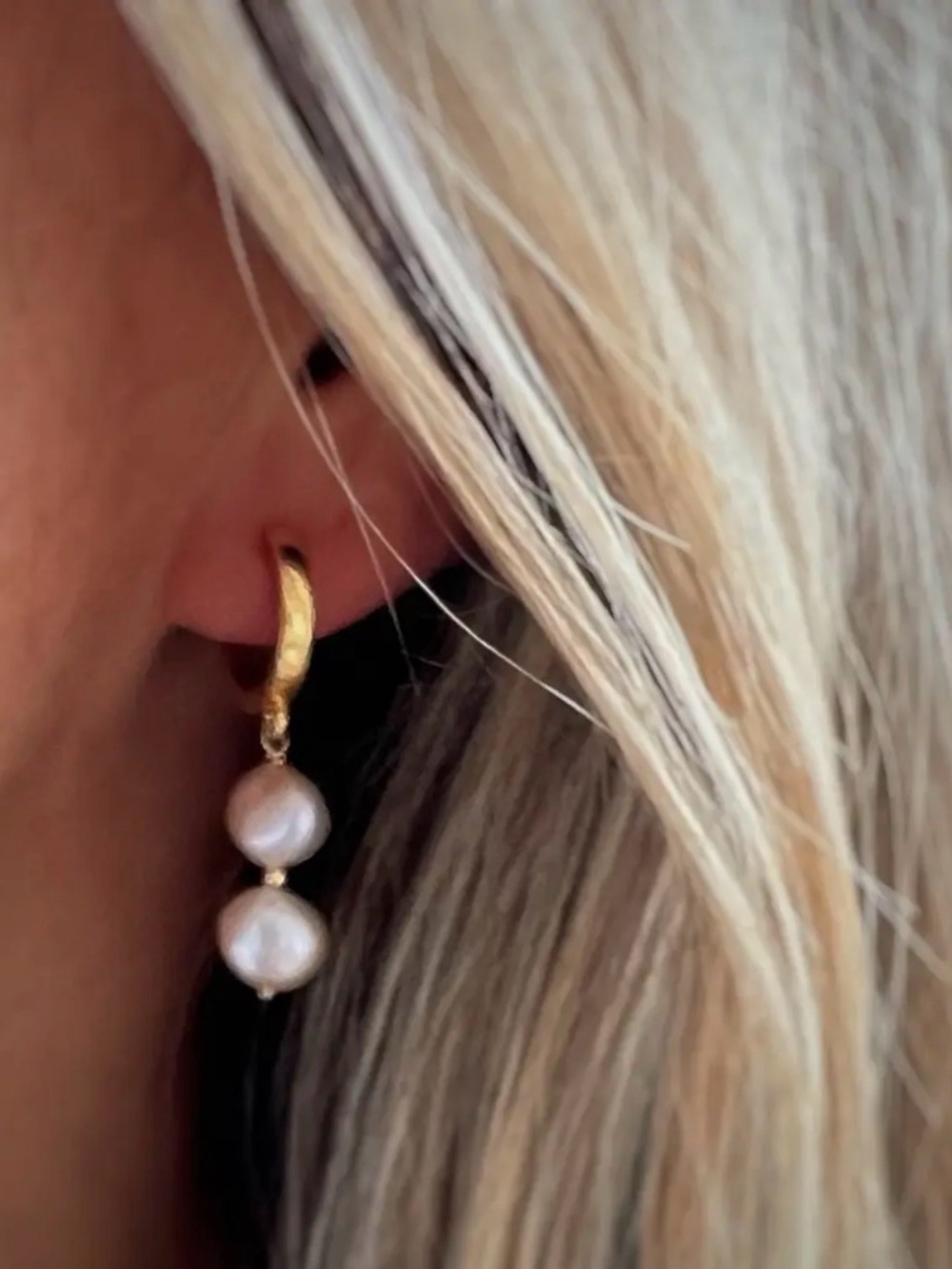 Chiara Freshwater Pearl Huggie Hoop Earrings Gold Filled